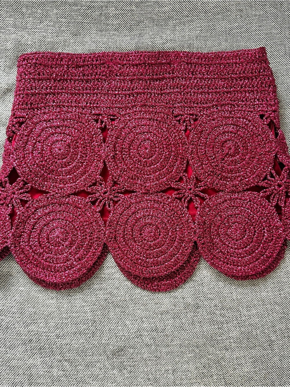 Simon Miller Beep Beep Crochet Circle Mini Skirt Fuschia XS - Picture 3 of 6